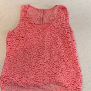 New York & Company Coral Lace Tank Top